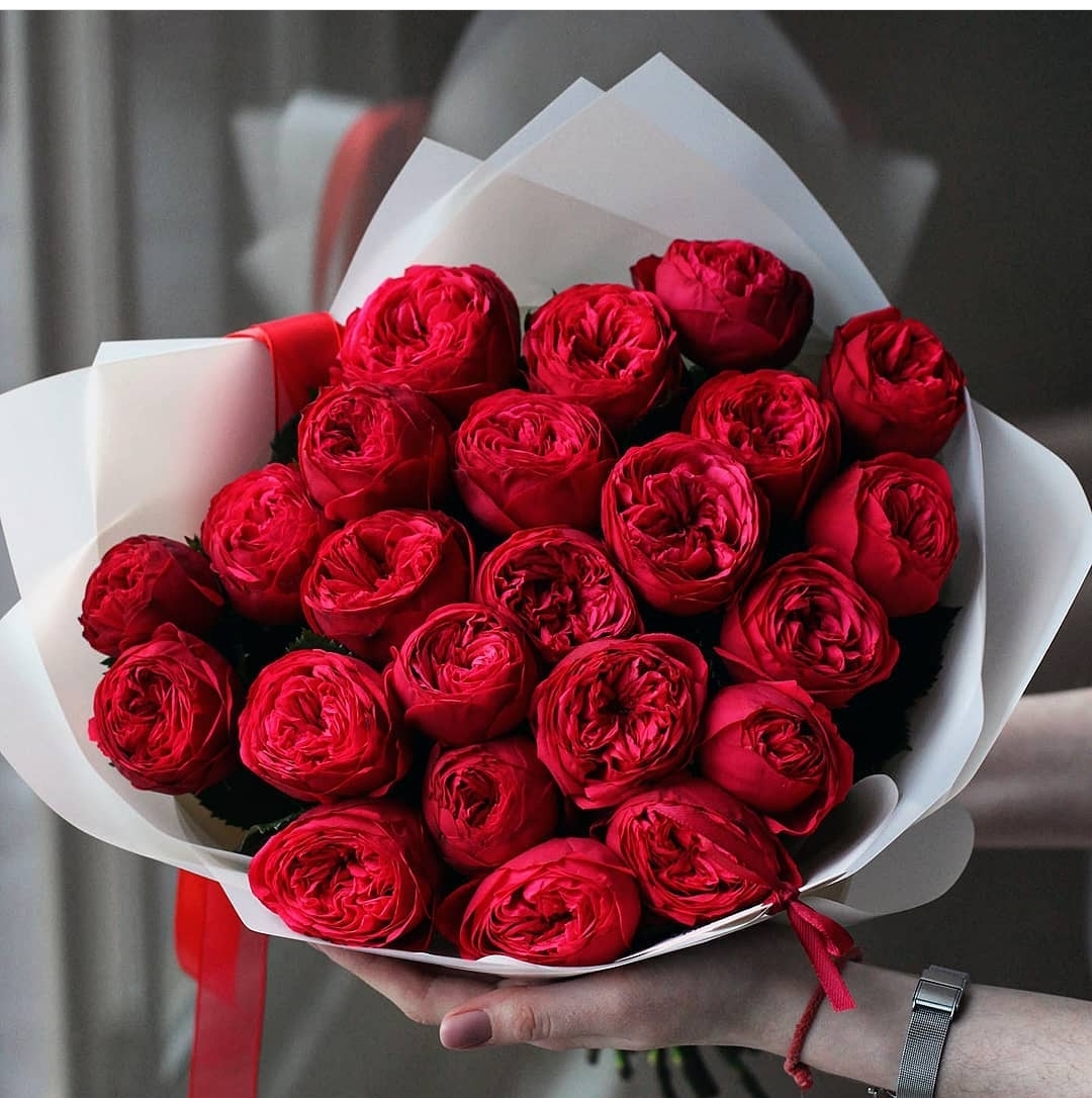 Букет из 19 пионовидных роз «Мама любит розы»